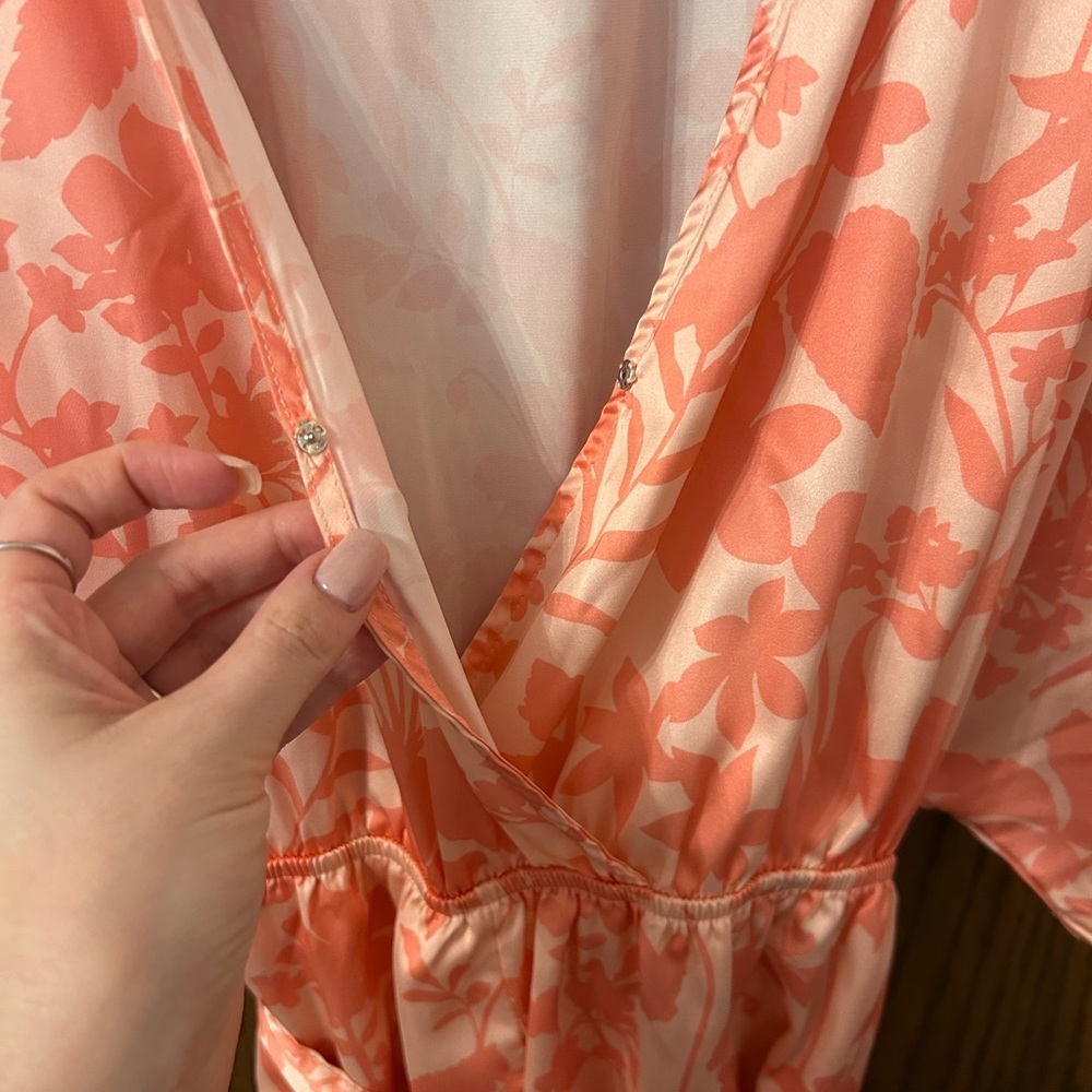Pink Lily Coral Floral Tropical Romper Large - Picture 5 of 10